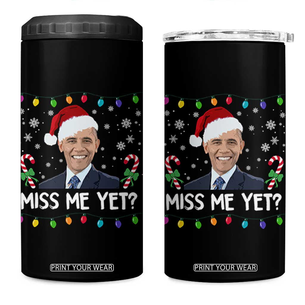 Funny Obama Ugly Xmas 4 in 1 Can Cooler Tumbler Funny Santa Xmas Light TS10 One Size: 16 oz Black Print Your Wear
