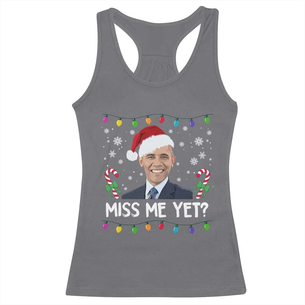 Funny Obama Ugly Xmas Racerback Tank Top Funny Santa Xmas Light TS10 Charcoal Print Your Wear