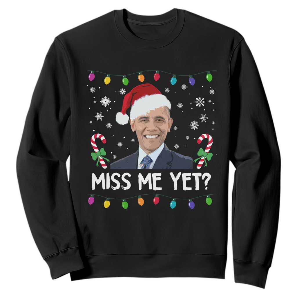 Funny Obama Ugly Xmas Sweatshirt Funny Santa Xmas Light TS10 Black Print Your Wear