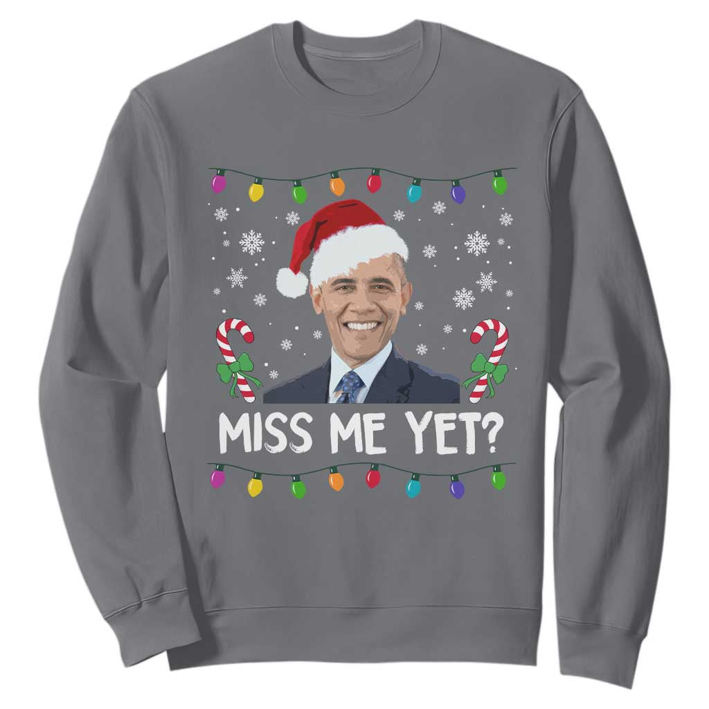 Funny Obama Ugly Xmas Sweatshirt Funny Santa Xmas Light TS10 Charcoal Print Your Wear