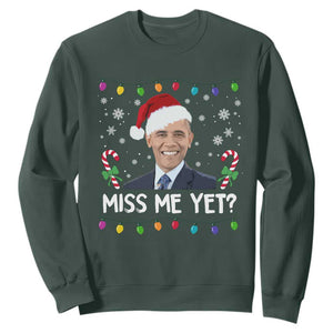 Funny Obama Ugly Xmas Sweatshirt Funny Santa Xmas Light TS10 Dark Forest Green Print Your Wear