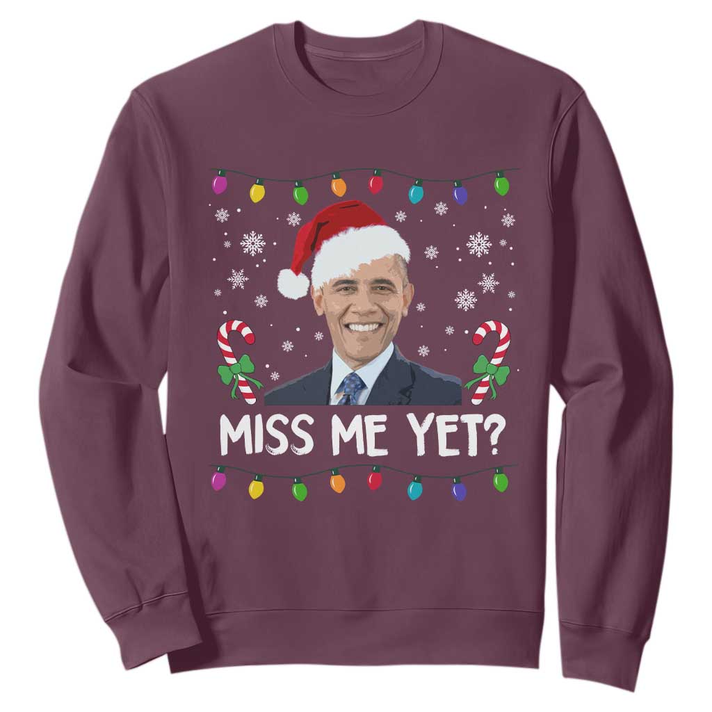 Funny Obama Ugly Xmas Sweatshirt Funny Santa Xmas Light TS10 Maroon Print Your Wear