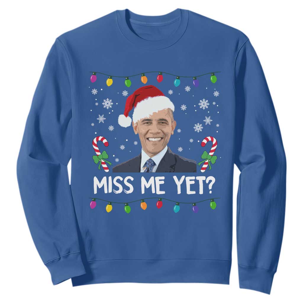 Funny Obama Ugly Xmas Sweatshirt Funny Santa Xmas Light TS10 Royal Blue Print Your Wear