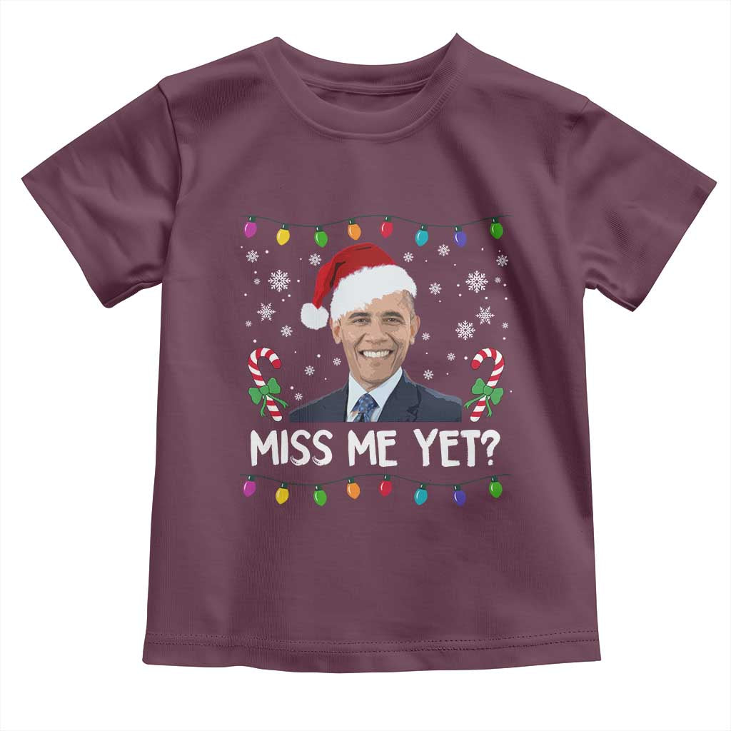 Funny Obama Ugly Xmas Toddler T Shirt Funny Santa Xmas Light TS10 Maroon Print Your Wear