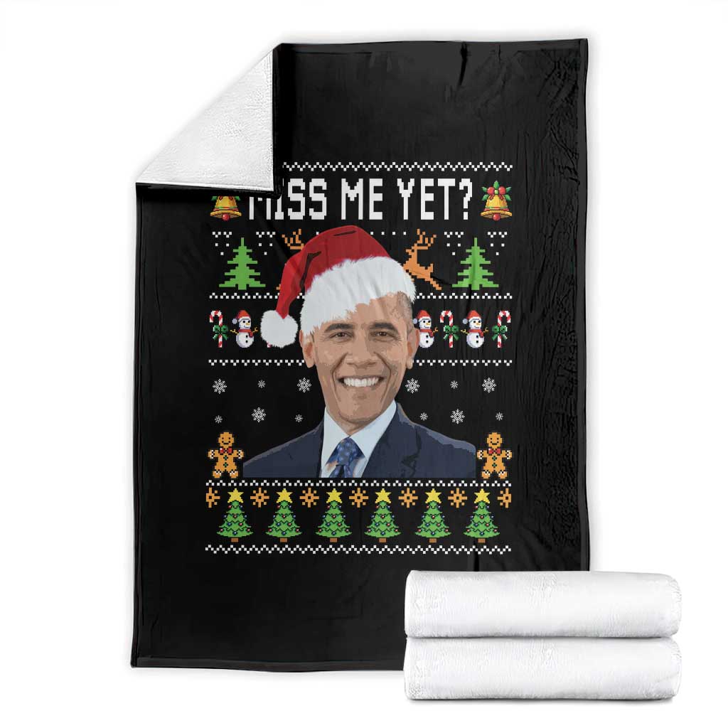 Funny Obama Ugly Xmas Throw Blanket Miss Me Yet Pajamas Ugly TS10 Black Print Your Wear