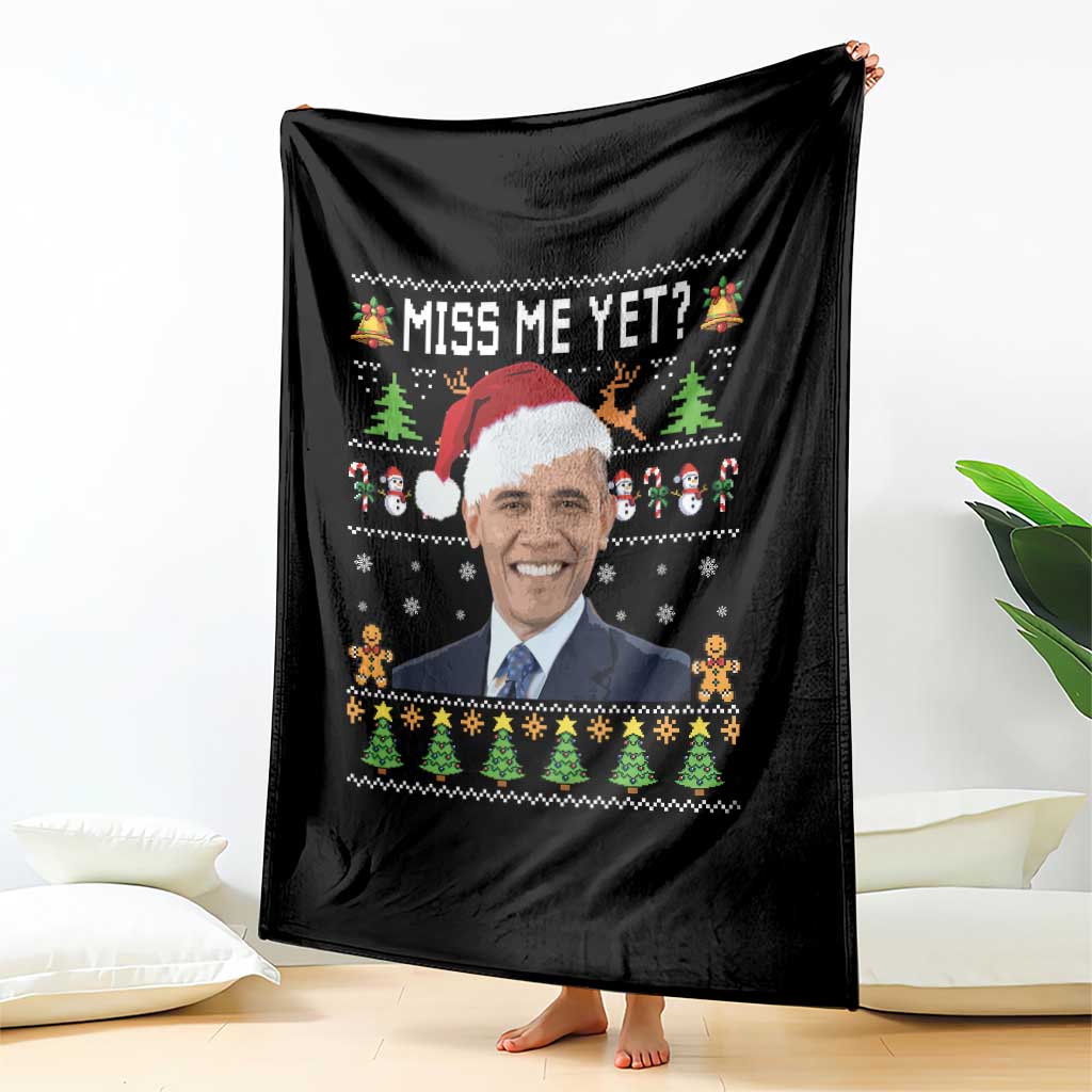 Funny Obama Ugly Xmas Throw Blanket Miss Me Yet Pajamas Ugly TS10 Print Your Wear