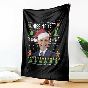 Funny Obama Ugly Xmas Throw Blanket Miss Me Yet Pajamas Ugly TS10 Print Your Wear
