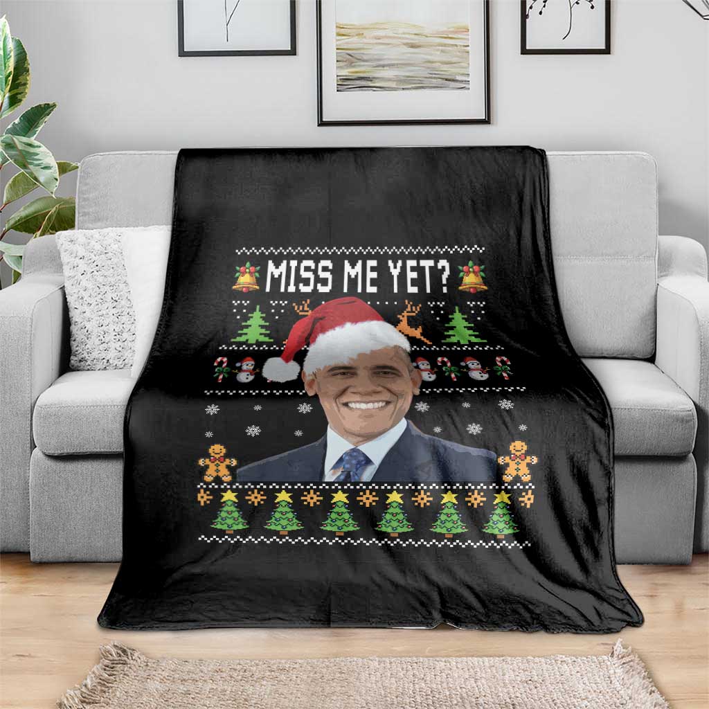 Funny Obama Ugly Xmas Throw Blanket Miss Me Yet Pajamas Ugly TS10 Print Your Wear