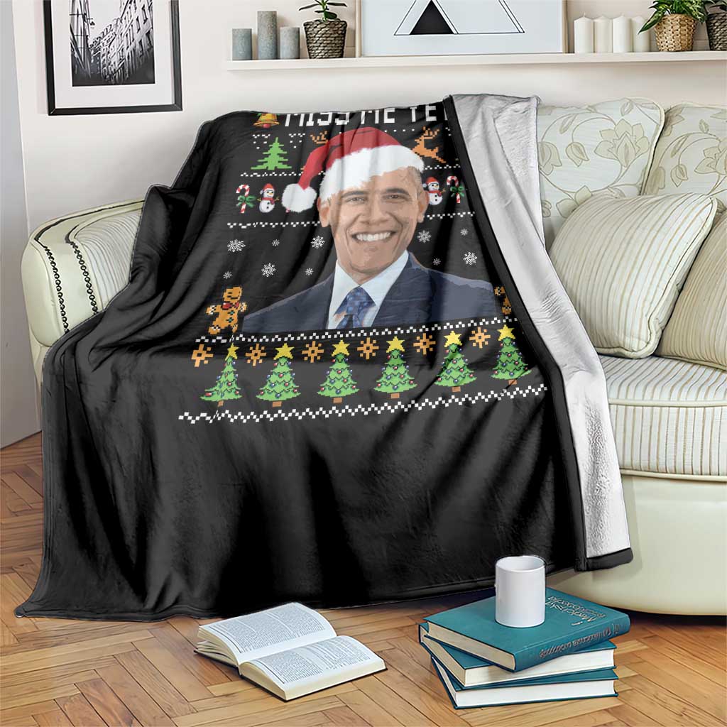 Funny Obama Ugly Xmas Throw Blanket Miss Me Yet Pajamas Ugly TS10 Print Your Wear