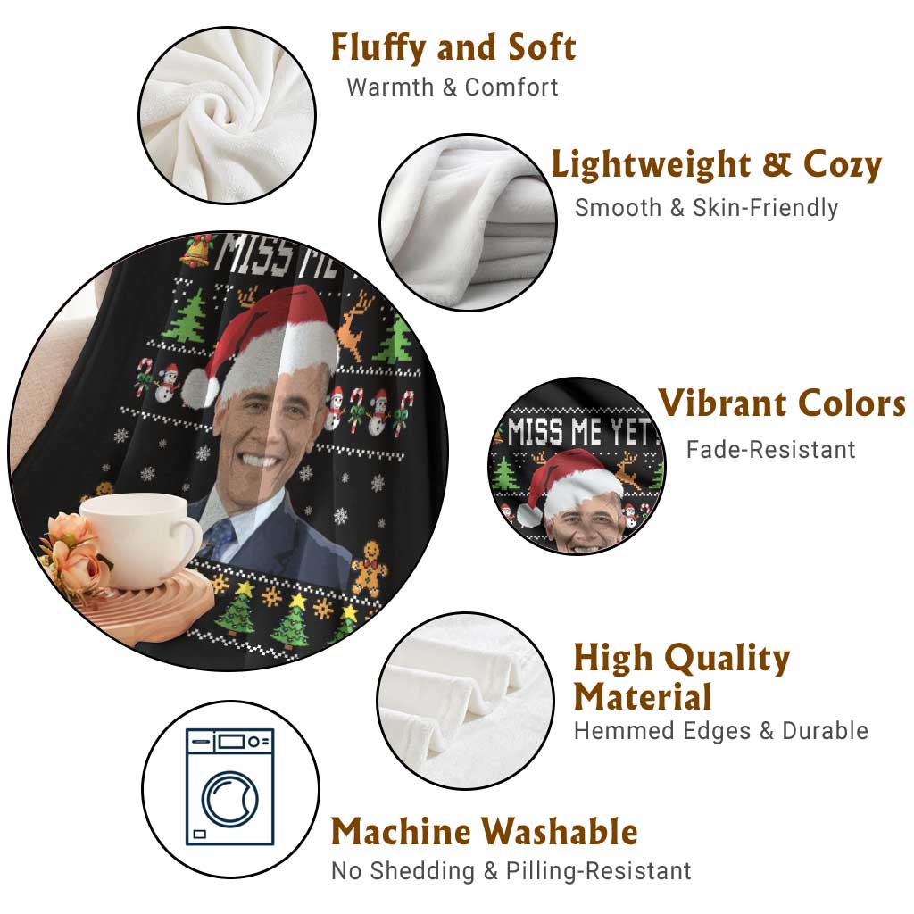 Funny Obama Ugly Xmas Throw Blanket Miss Me Yet Pajamas Ugly TS10 Print Your Wear