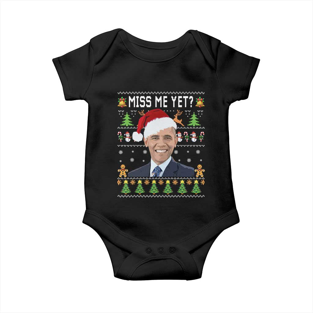 Funny Obama Ugly Xmas Baby Onesie Miss Me Yet Pajamas Ugly TS10 Black Print Your Wear