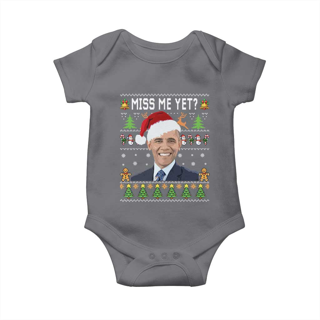 Funny Obama Ugly Xmas Baby Onesie Miss Me Yet Pajamas Ugly TS10 Charcoal Print Your Wear