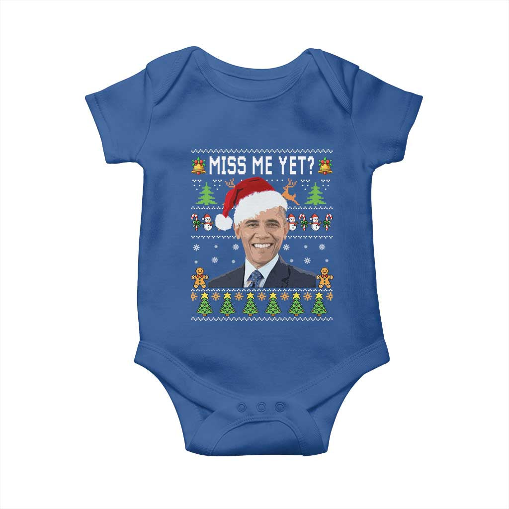 Funny Obama Ugly Xmas Baby Onesie Miss Me Yet Pajamas Ugly TS10 Royal Blue Print Your Wear