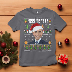Funny Obama Ugly Xmas T Shirt Miss Me Yet Pajamas Ugly TS10 Charcoal Print Your Wear