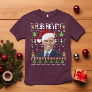 Funny Obama Ugly Xmas T Shirt Miss Me Yet Pajamas Ugly TS10 Maroon Print Your Wear