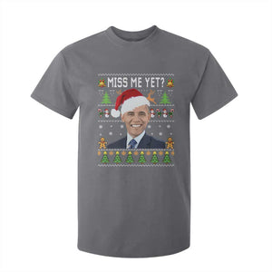Funny Obama Ugly Xmas T Shirt For Kid Miss Me Yet Pajamas Ugly TS10 Charcoal Print Your Wear
