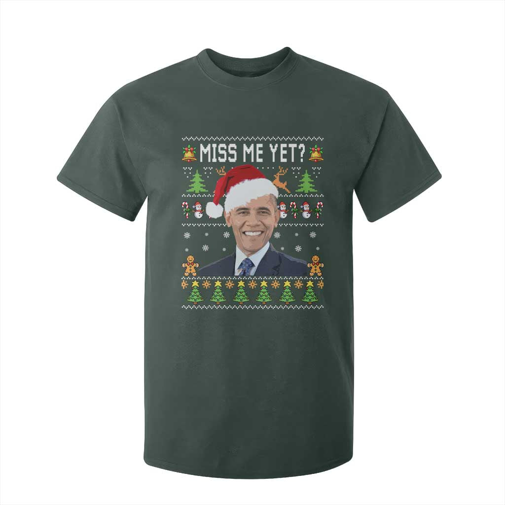 Funny Obama Ugly Xmas T Shirt For Kid Miss Me Yet Pajamas Ugly TS10 Dark Forest Green Print Your Wear