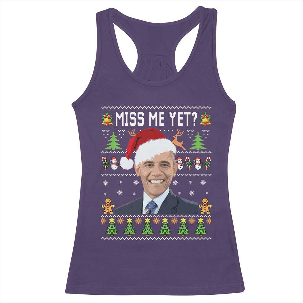 Funny Obama Ugly Xmas Racerback Tank Top Miss Me Yet Pajamas Ugly TS10 Purple Print Your Wear