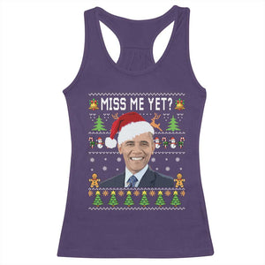 Funny Obama Ugly Xmas Racerback Tank Top Miss Me Yet Pajamas Ugly TS10 Purple Print Your Wear