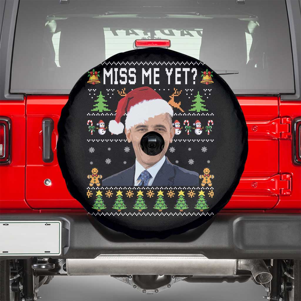 Funny Obama Ugly Xmas Spare Tire Cover Miss Me Yet Pajamas Ugly TS10 Black Print Your Wear
