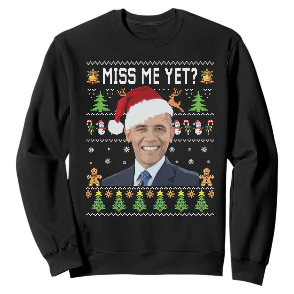 Funny Obama Ugly Xmas Sweatshirt Miss Me Yet Pajamas Ugly TS10 Black Print Your Wear