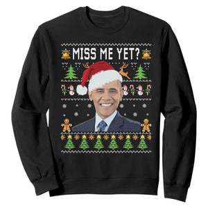 Funny Obama Ugly Xmas Sweatshirt Miss Me Yet Pajamas Ugly TS10 Black Print Your Wear