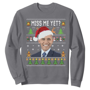 Funny Obama Ugly Xmas Sweatshirt Miss Me Yet Pajamas Ugly TS10 Charcoal Print Your Wear