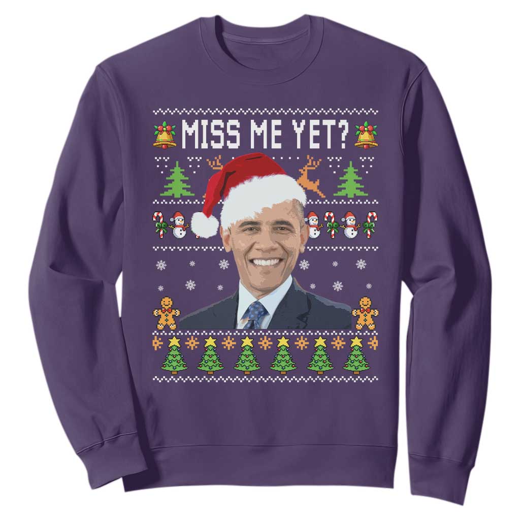 Funny Obama Ugly Xmas Sweatshirt Miss Me Yet Pajamas Ugly TS10 Purple Print Your Wear
