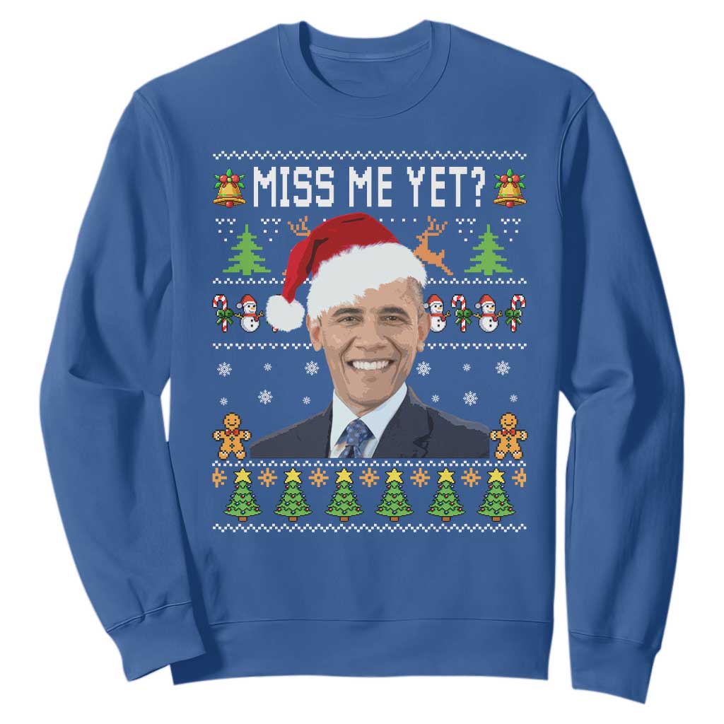 Funny Obama Ugly Xmas Sweatshirt Miss Me Yet Pajamas Ugly TS10 Royal Blue Print Your Wear