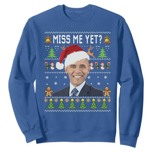 Funny Obama Ugly Xmas Sweatshirt Miss Me Yet Pajamas Ugly TS10 Royal Blue Print Your Wear