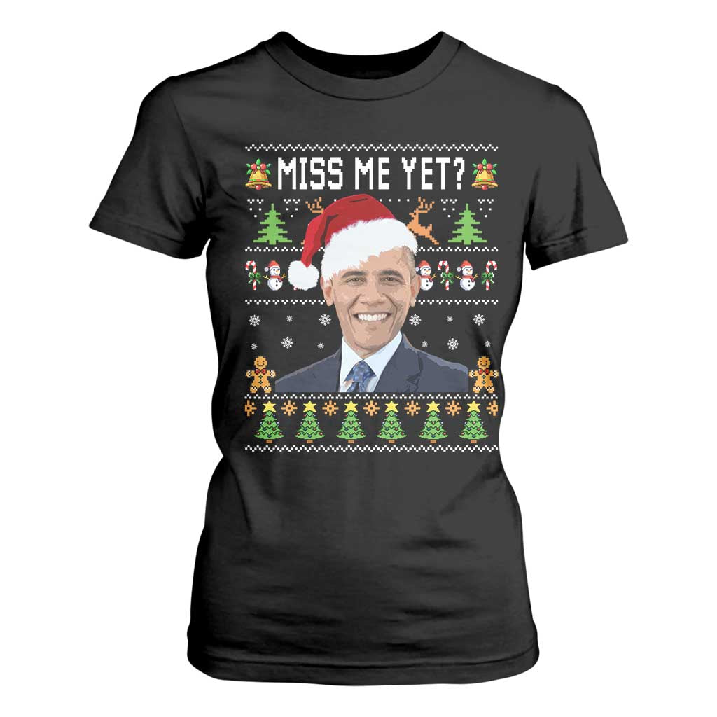 Funny Obama Ugly Xmas T Shirt For Women Miss Me Yet Pajamas Ugly TS10 Black Print Your Wear