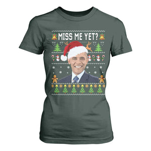 Funny Obama Ugly Xmas T Shirt For Women Miss Me Yet Pajamas Ugly TS10 Dark Forest Green Print Your Wear