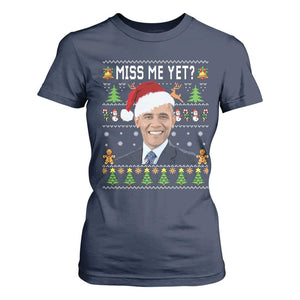 Funny Obama Ugly Xmas T Shirt For Women Miss Me Yet Pajamas Ugly TS10 Navy Print Your Wear