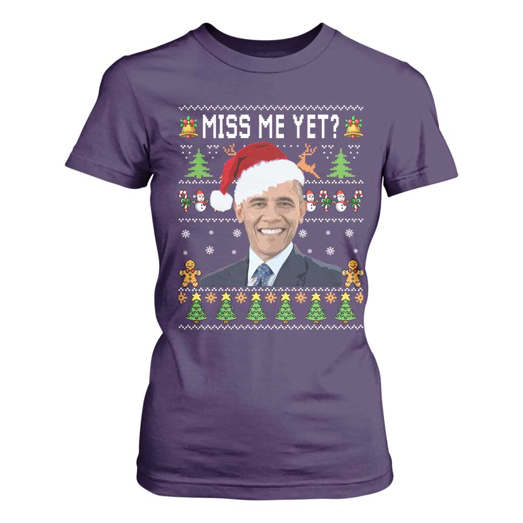 Funny Obama Ugly Xmas T Shirt For Women Miss Me Yet Pajamas Ugly TS10 Purple Print Your Wear