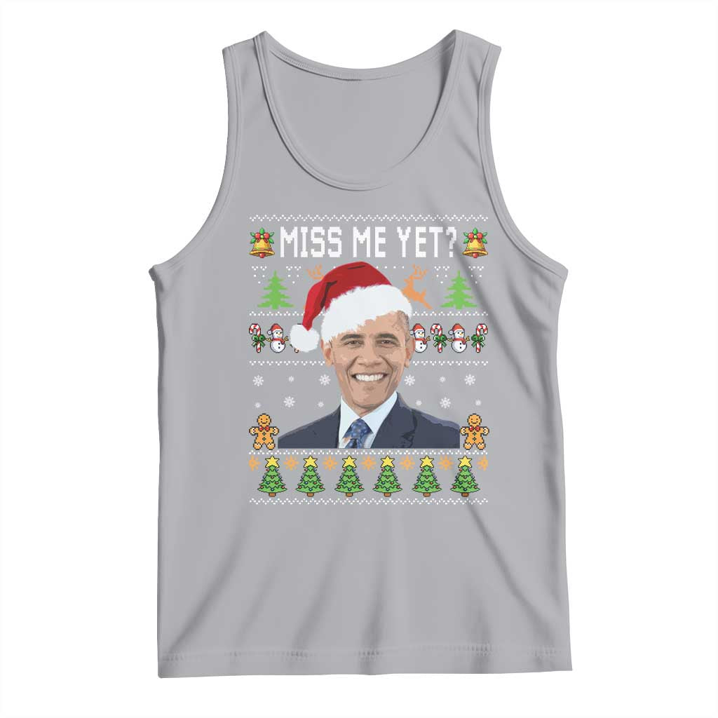 Funny Obama Ugly Xmas Tank Top Miss Me Yet Pajamas Ugly TS10 Athletic Heather Print Your Wear