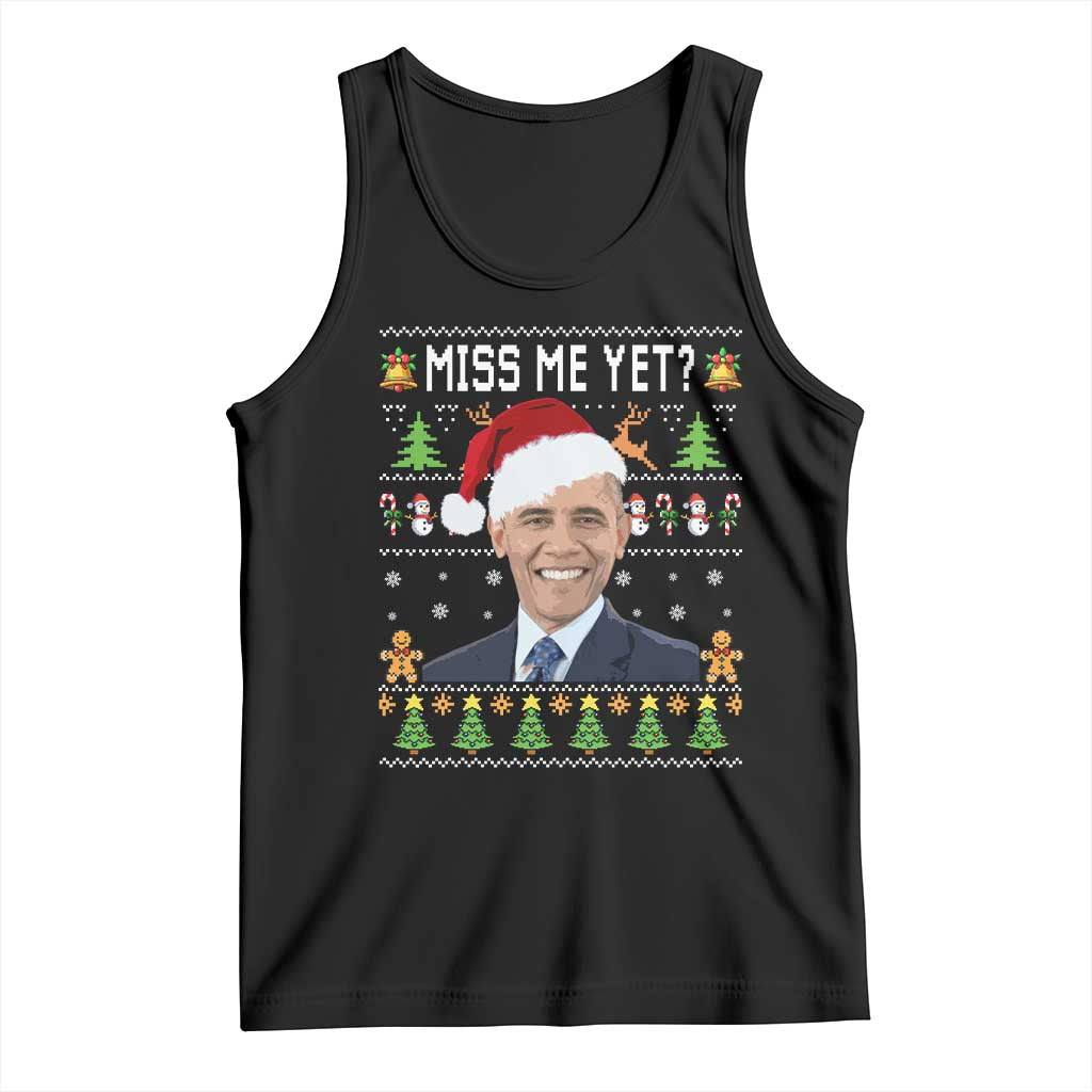 Funny Obama Ugly Xmas Tank Top Miss Me Yet Pajamas Ugly TS10 Black Print Your Wear
