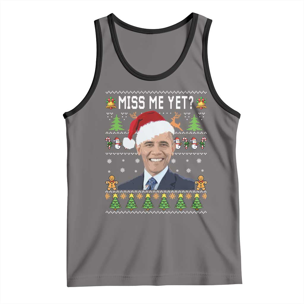 Funny Obama Ugly Xmas Tank Top Miss Me Yet Pajamas Ugly TS10 Deep Heather Black Print Your Wear