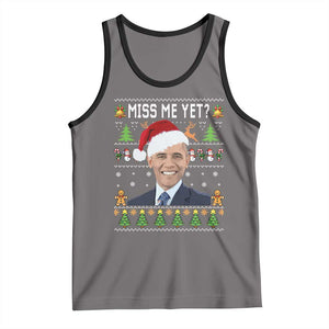 Funny Obama Ugly Xmas Tank Top Miss Me Yet Pajamas Ugly TS10 Deep Heather Black Print Your Wear