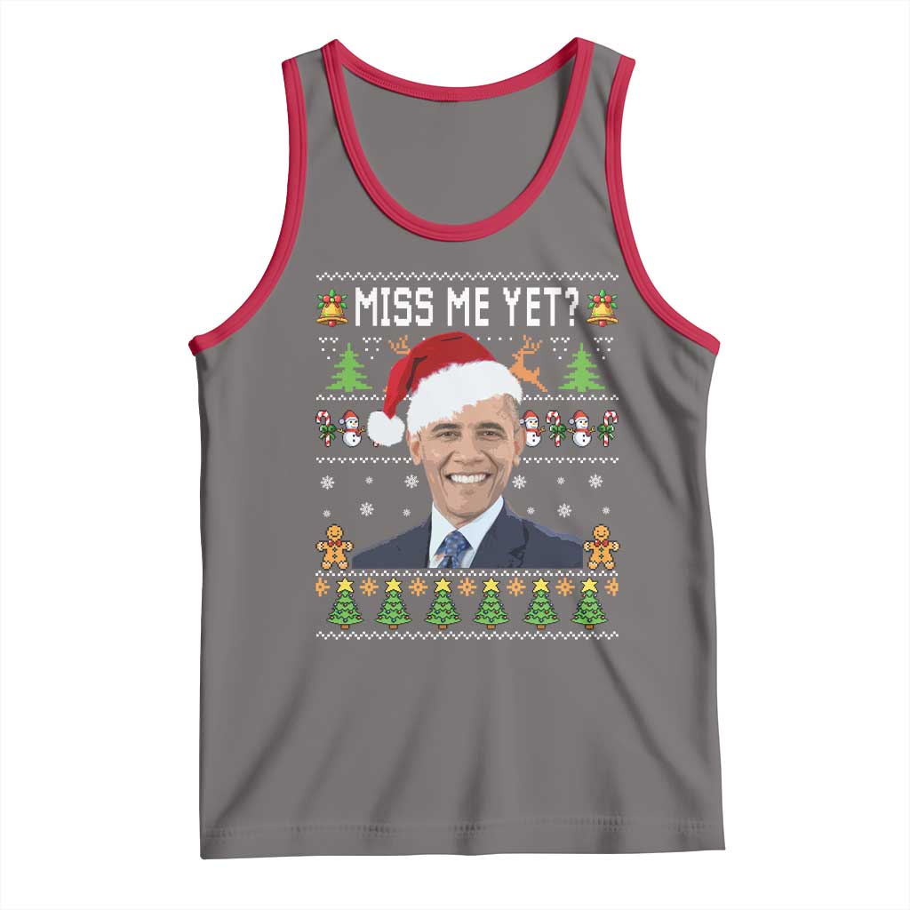 Funny Obama Ugly Xmas Tank Top Miss Me Yet Pajamas Ugly TS10 Deep Heather Red Print Your Wear