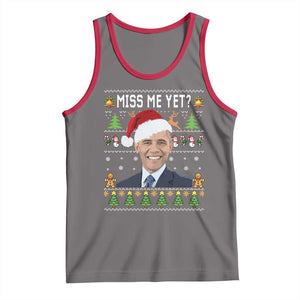 Funny Obama Ugly Xmas Tank Top Miss Me Yet Pajamas Ugly TS10 Deep Heather Red Print Your Wear
