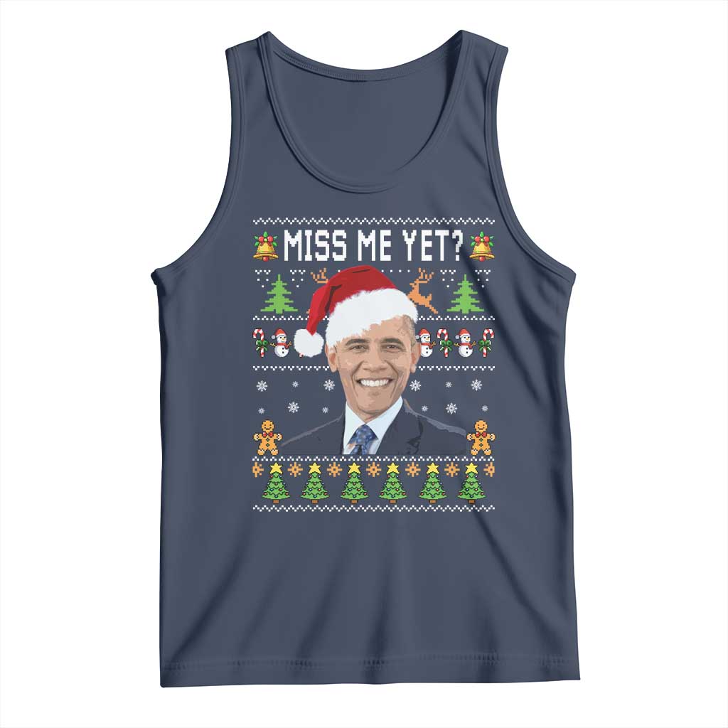 Funny Obama Ugly Xmas Tank Top Miss Me Yet Pajamas Ugly TS10 Navy Print Your Wear