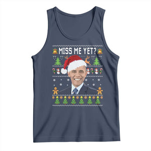 Funny Obama Ugly Xmas Tank Top Miss Me Yet Pajamas Ugly TS10 Navy Print Your Wear