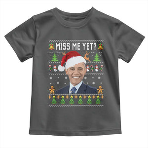 Funny Obama Ugly Xmas Toddler T Shirt Miss Me Yet Pajamas Ugly TS10 Dark Heather Print Your Wear