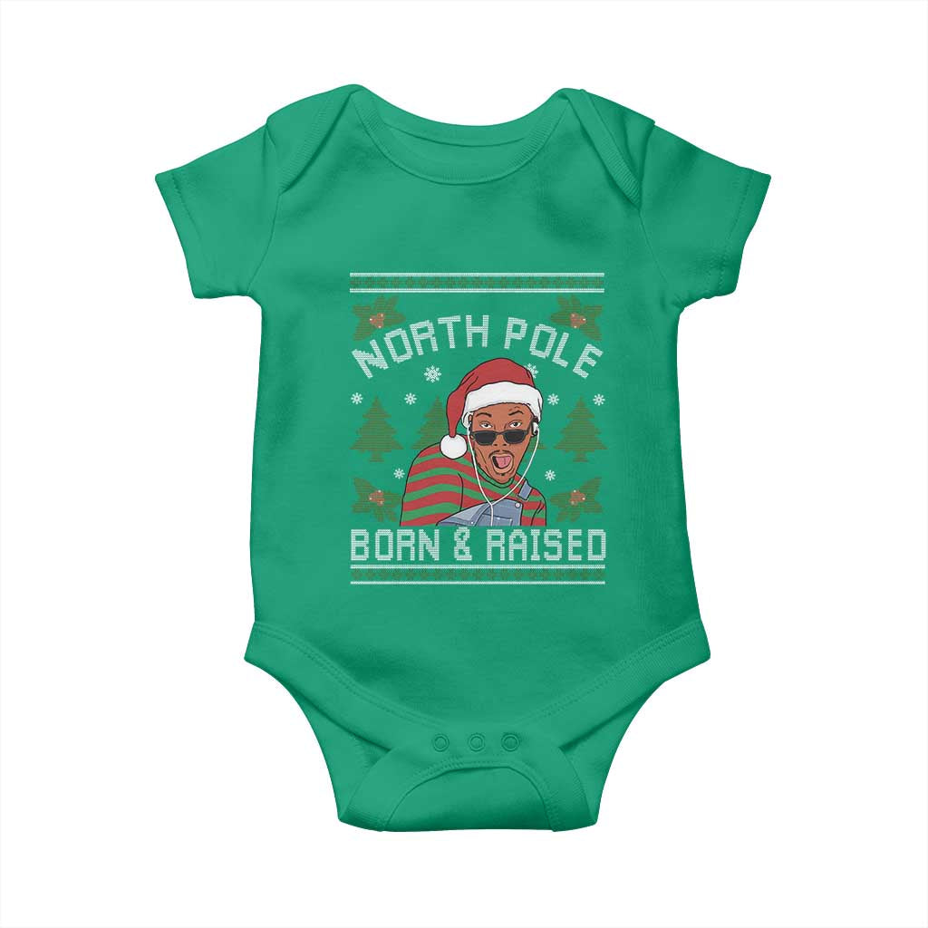 Funny Ugly Christmas Baby Onesie Fresh North Pole Born Raised Prince TS10 Irish Green Print Your Wear