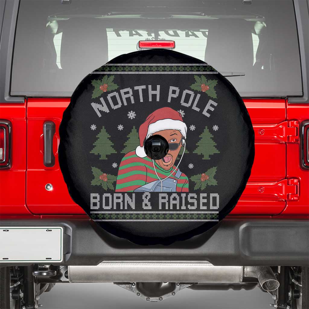 Funny Ugly Christmas Spare Tire Cover Fresh North Pole Born Raised Prince TS10 Black Print Your Wear