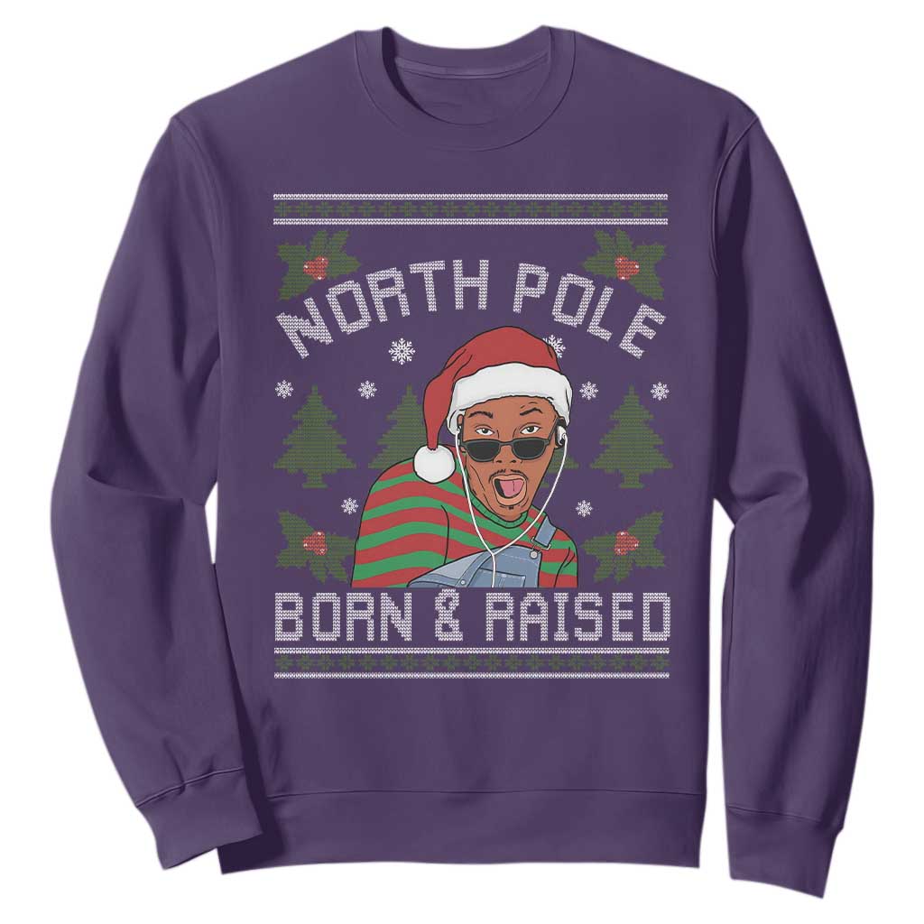 Funny Ugly Christmas Sweatshirt Fresh North Pole Born Raised Prince TS10 Purple Print Your Wear