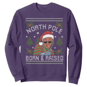Funny Ugly Christmas Sweatshirt Fresh North Pole Born Raised Prince TS10 Purple Print Your Wear
