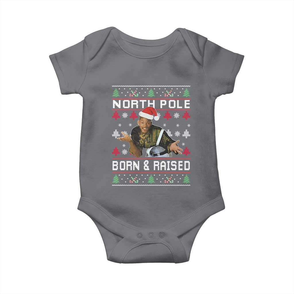 Funny Ugly Christmas Baby Onesie Fresh North Pole Born and Raised Prince TS10 Charcoal Print Your Wear