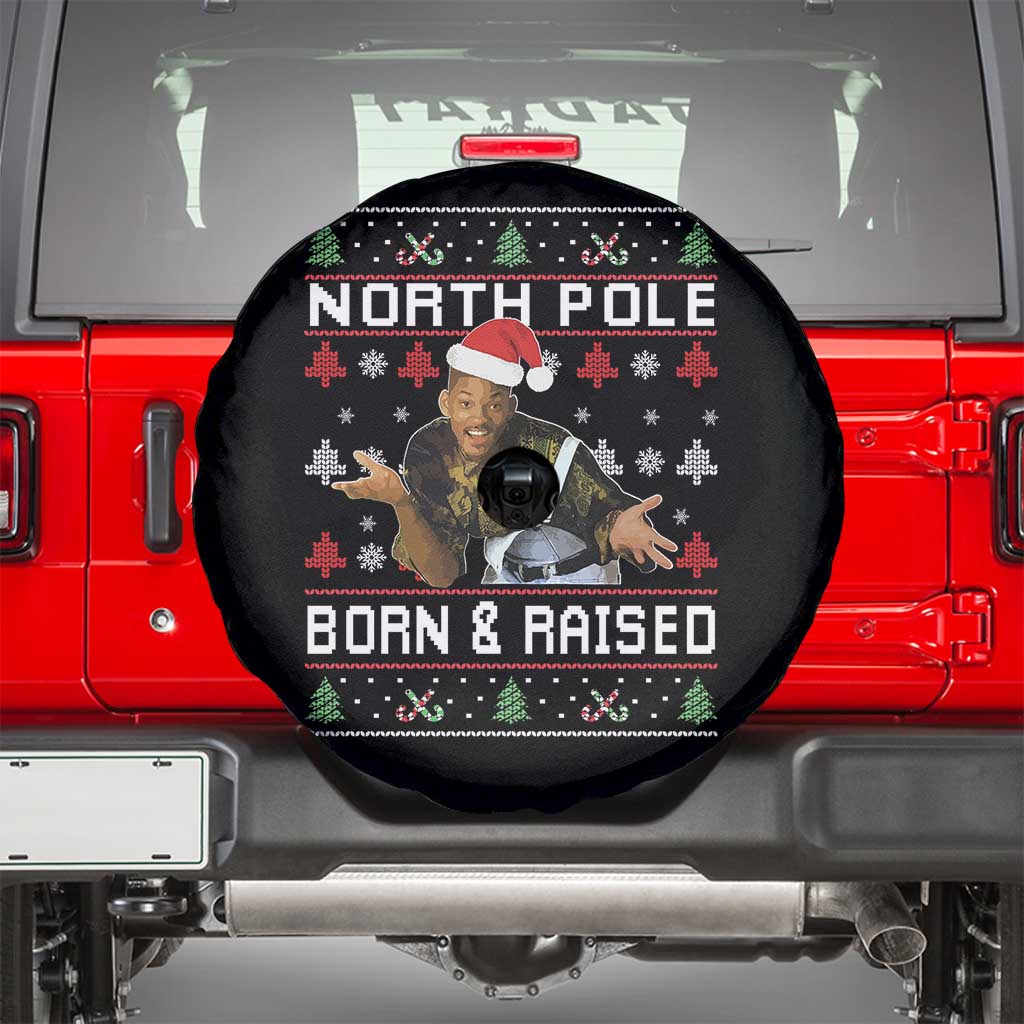 Funny Ugly Christmas Spare Tire Cover Fresh North Pole Born and Raised Prince TS10 Black Print Your Wear