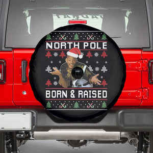 Funny Ugly Christmas Spare Tire Cover Fresh North Pole Born and Raised Prince TS10 Black Print Your Wear